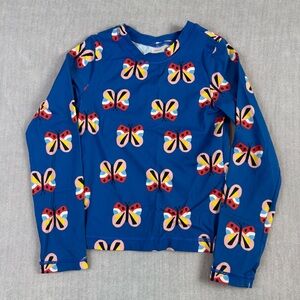 Hanna‎ Andersson Kids Blue Butterfly Long Sleeve Rash Guard Swim Top Size 10